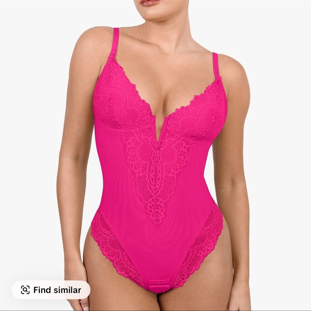 Elegant Pink Lace Bodysuit